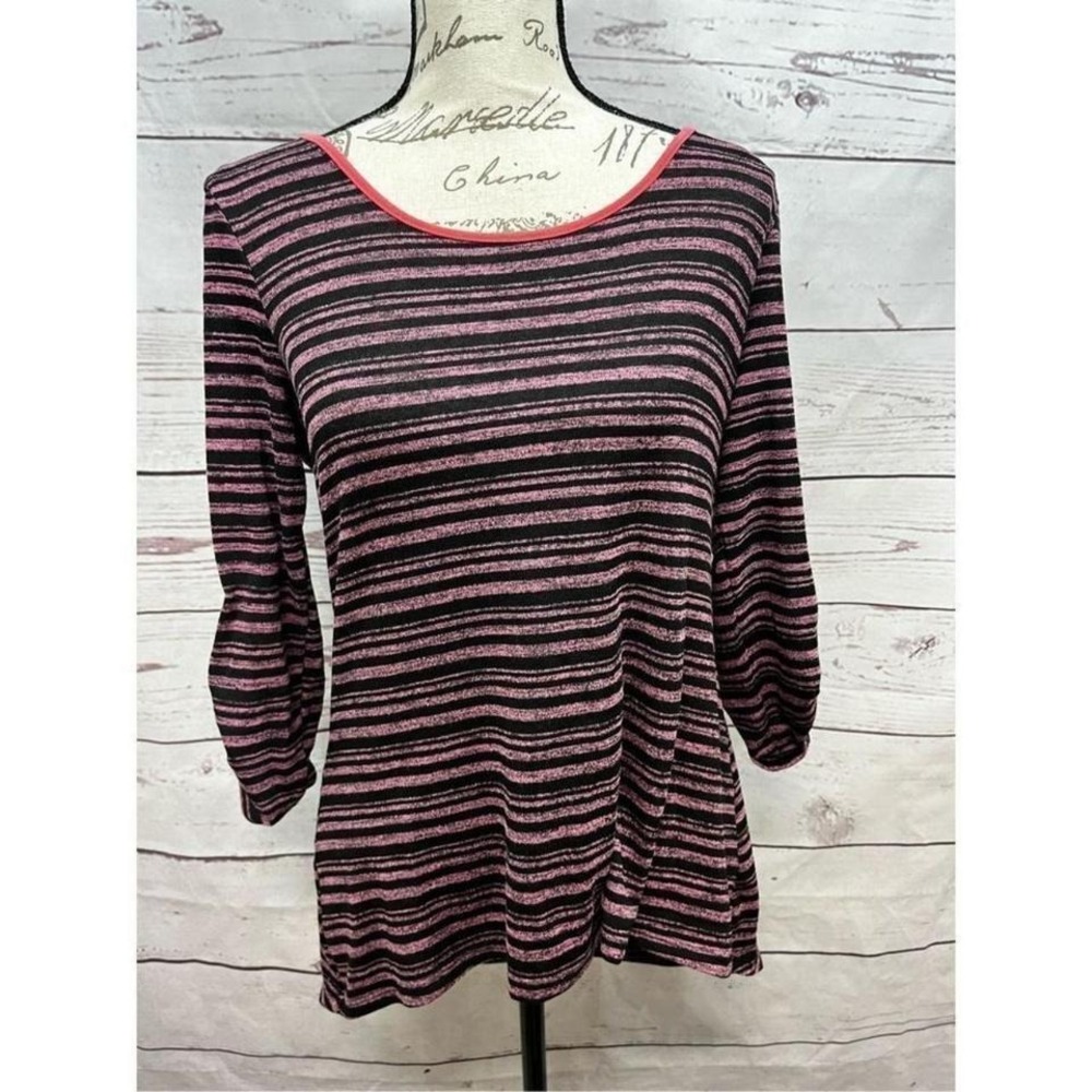Bobbie‎ Brooks womens medium black and pink stripped top